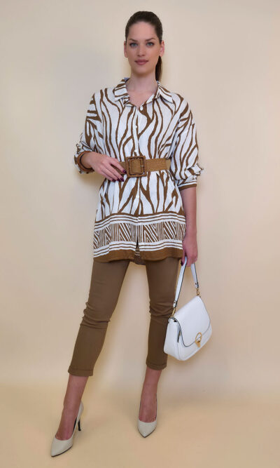 Košulja 54 Lafayette - rayon brazde - brown