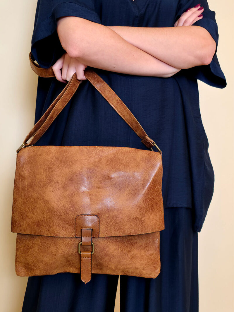Torba 14 - preklop smeđa kopča - brown