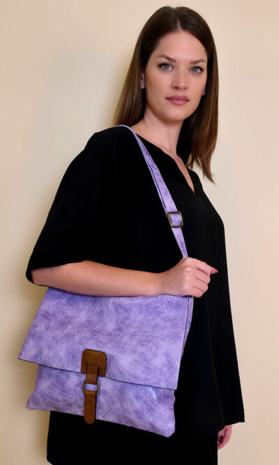Torba 14 - preklop smeđa kopča - purple