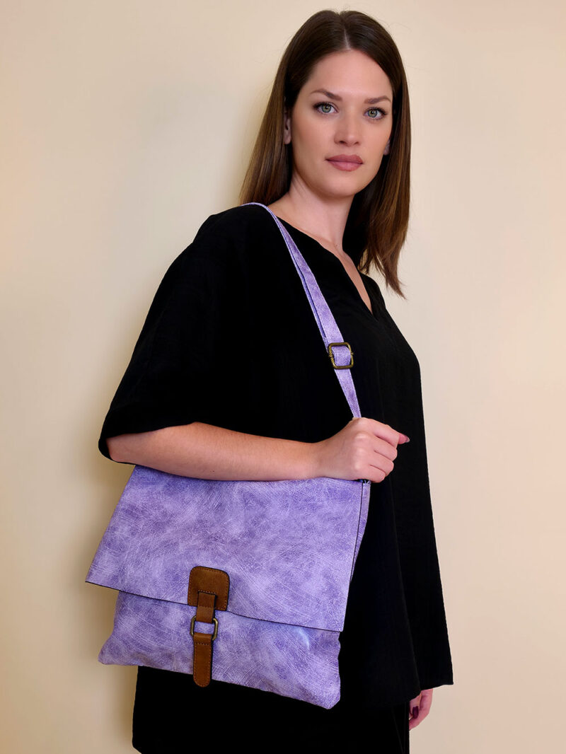 Torba 14 - preklop smeđa kopča - purple