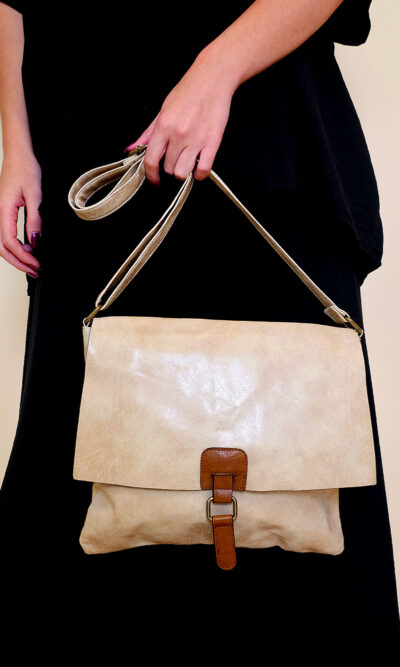 Torba 14 - preklop smeđa kopča - beige