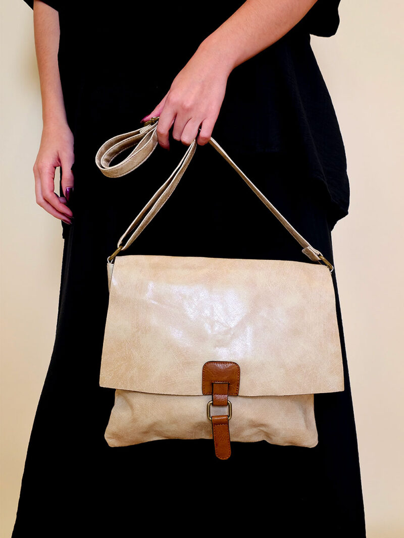 Torba 14 - preklop smeđa kopča - beige