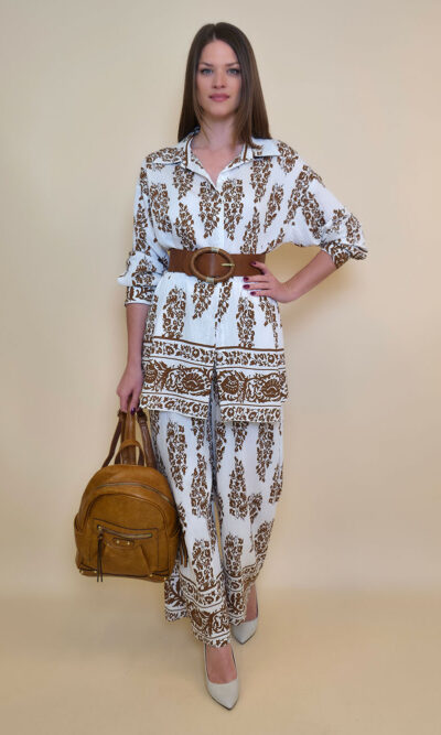 Hlače 45 Logan - rayon brazde - brown