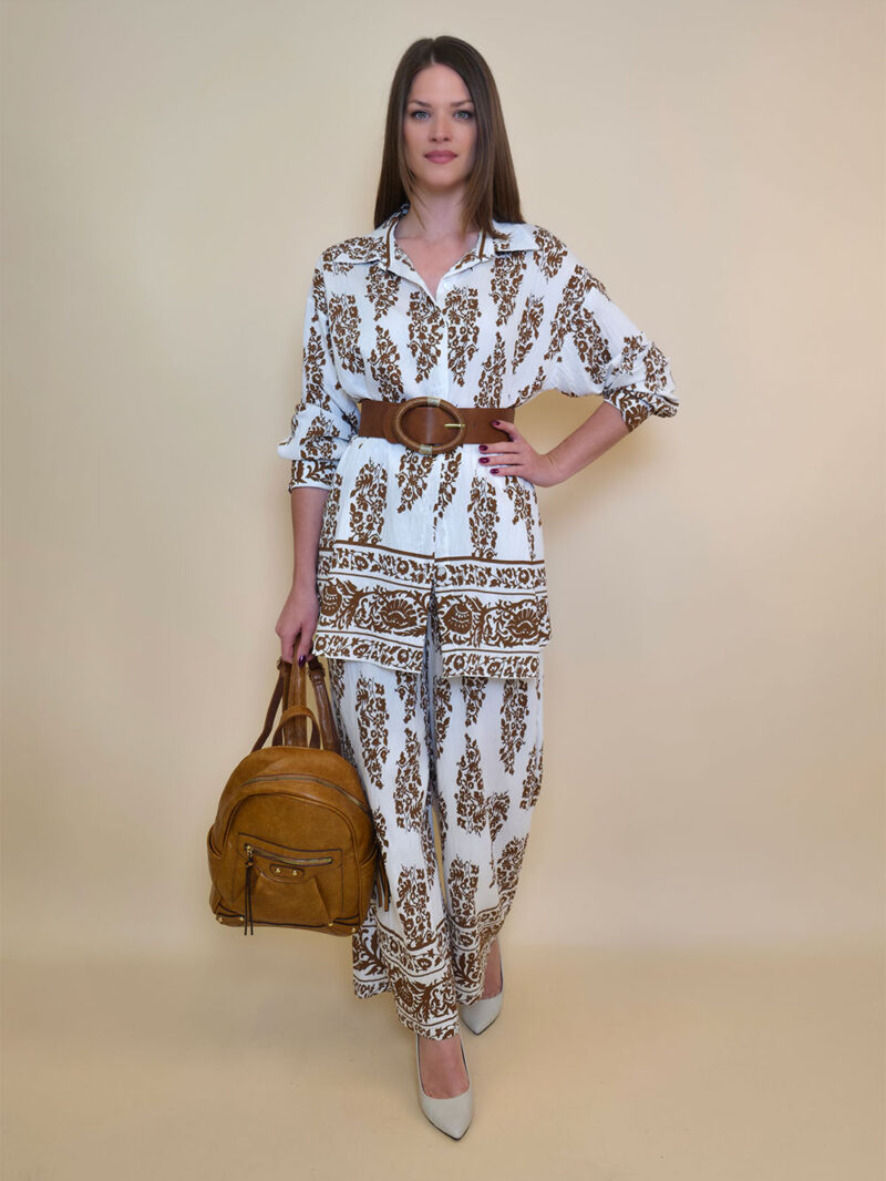 Hlače 45 Logan - rayon brazde - brown