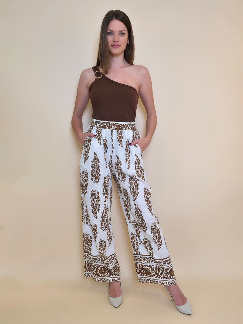 Hlače 45 Logan - rayon brazde - brown