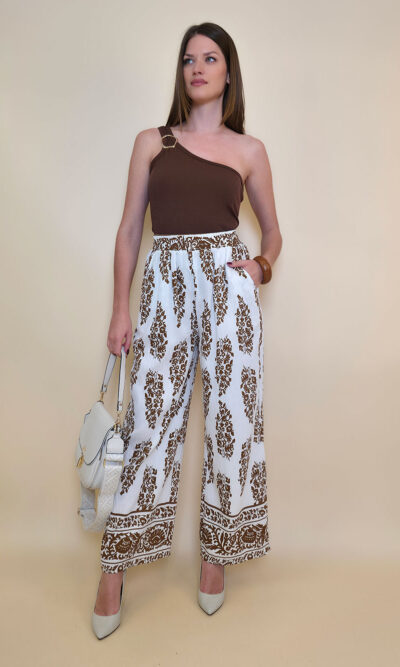Hlače 45 Logan - rayon brazde - brown