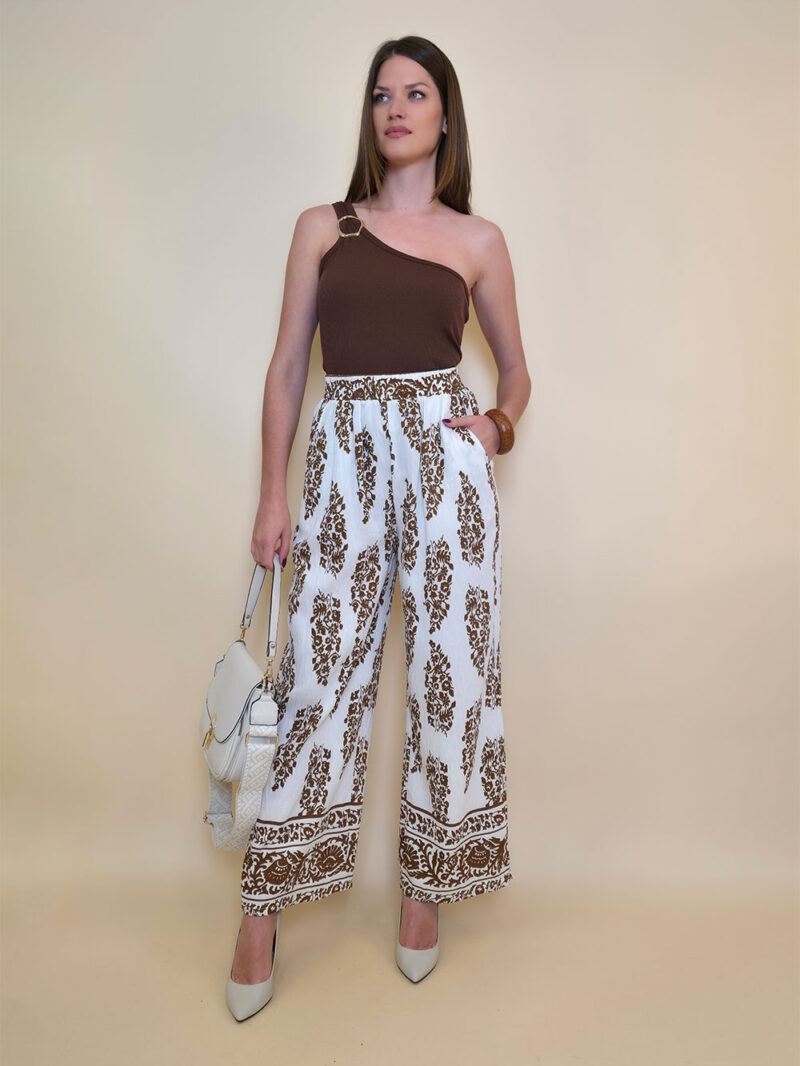Hlače 45 Logan - rayon brazde - brown
