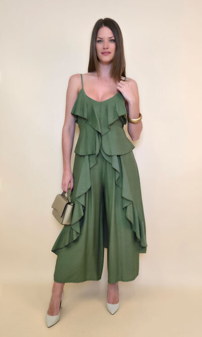 Tunika 40 Florien - viscose UN volani - military