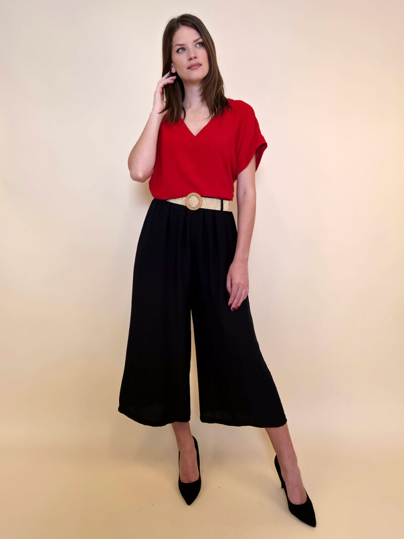 Hlače+remen 52 Cameron - viscose UN - black