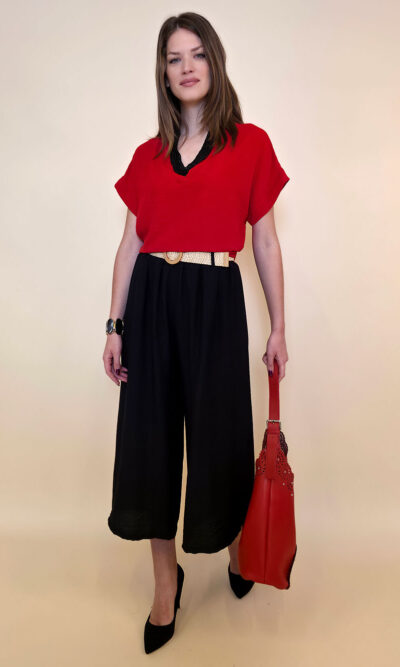 Hlače+remen 52 Cameron - viscose UN - black
