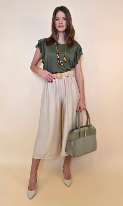 Hlače+remen 52 Cameron - viscose UN - beige