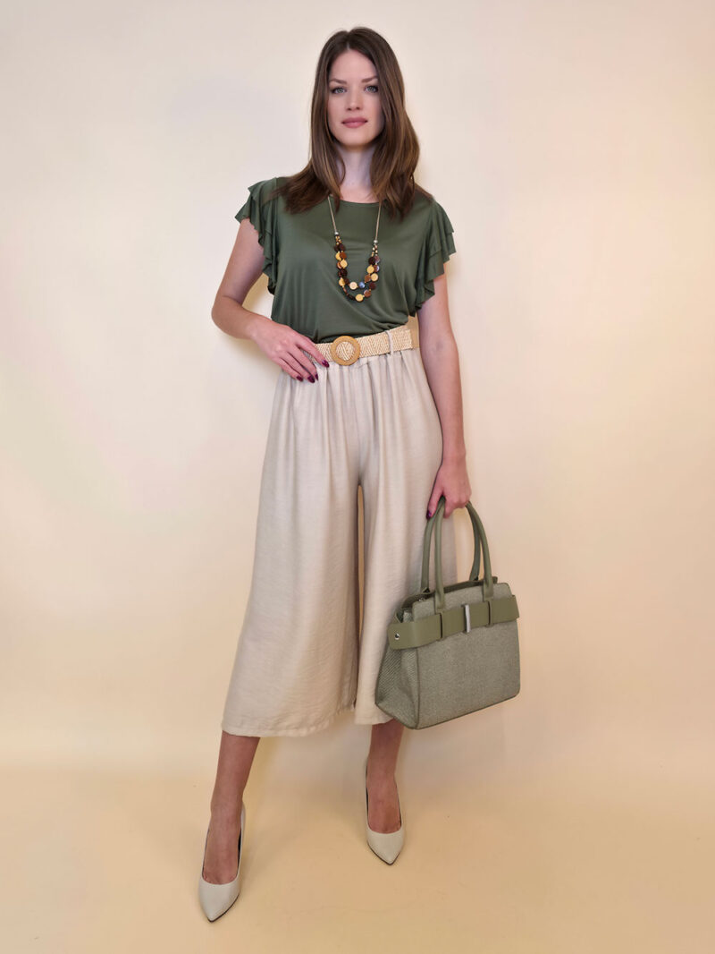 Hlače+remen 52 Cameron - viscose UN - beige