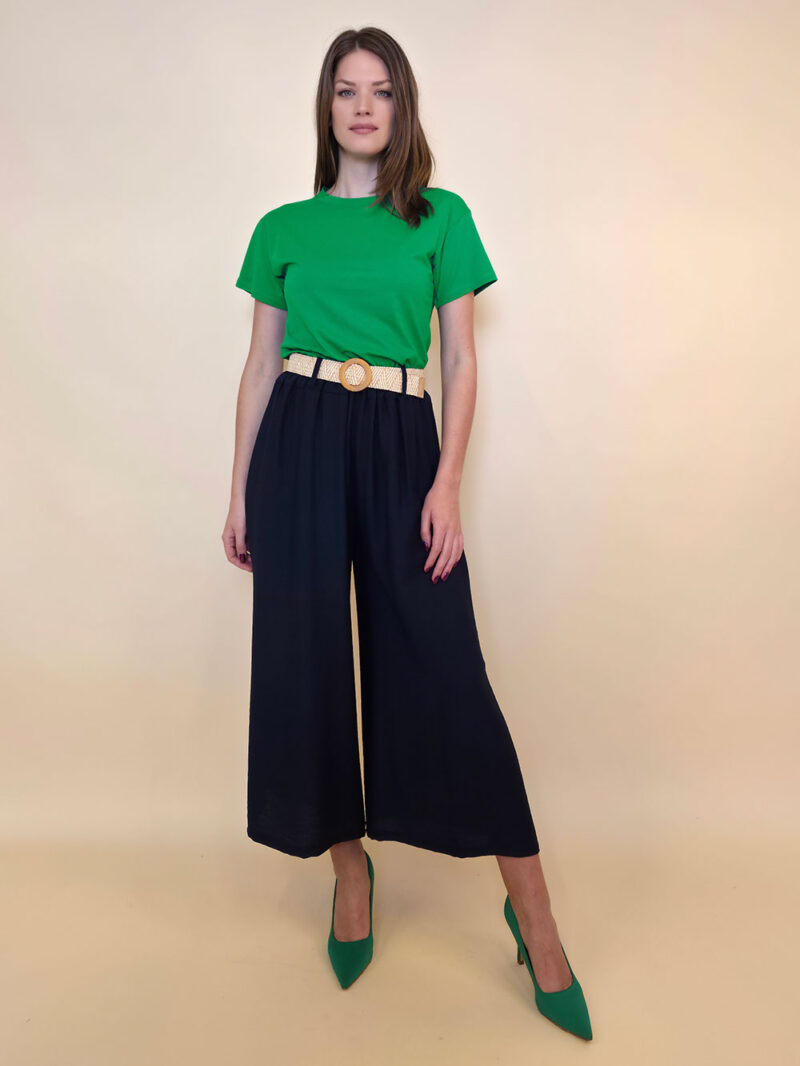 Hlače+remen 52 Cameron - viscose UN - dark navy
