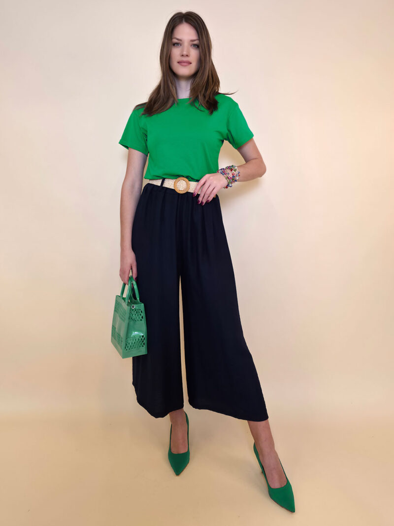 Hlače+remen 52 Cameron - viscose UN - dark navy
