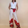 Hlače 40 Ruston - saten Big Floral - white