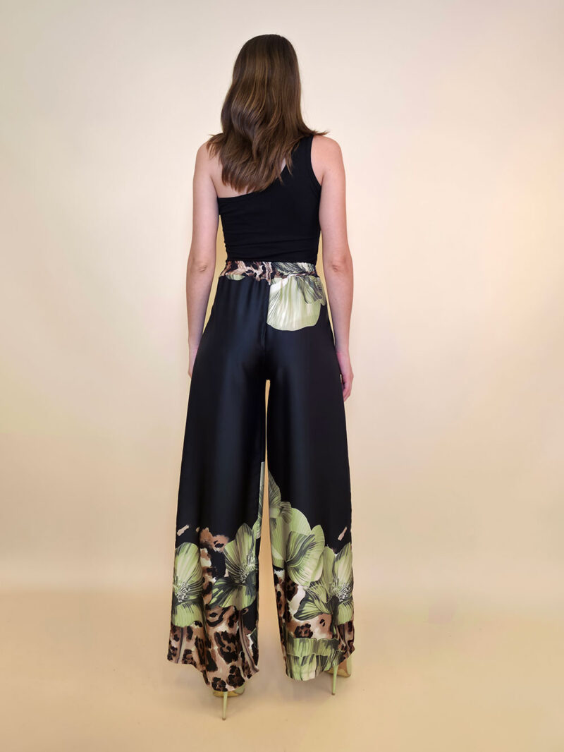 Hlače 40 Ruston - saten Big Floral - black