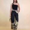 Hlače 40 Ruston - saten Big Floral - black