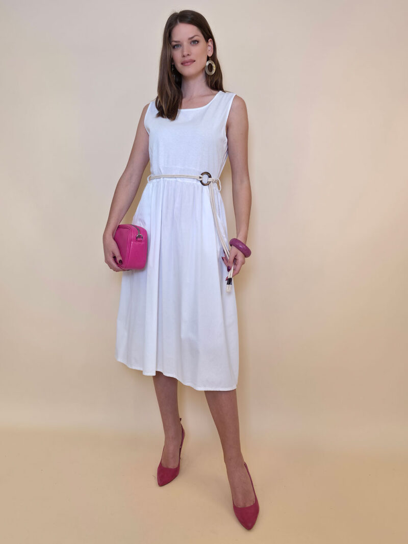 Haljina 40 Macadoo - cotton UN špagica remen - white