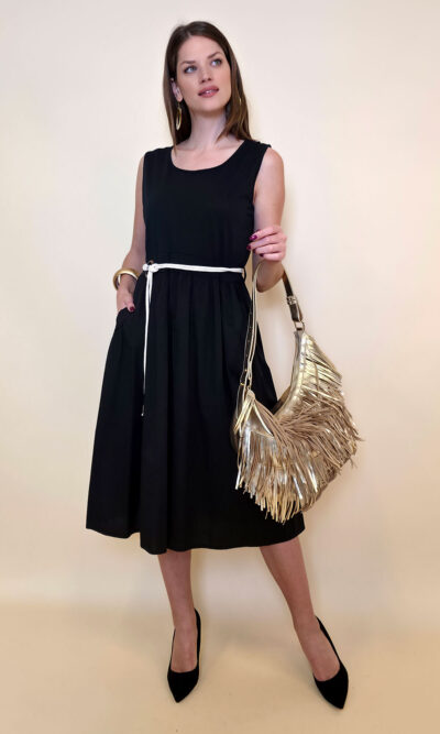 Haljina 40 Macadoo - cotton UN špagica remen - black