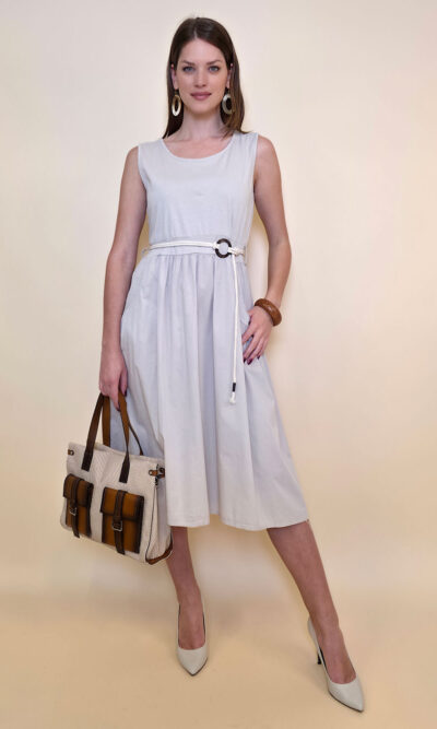Haljina 40 Macadoo - cotton UN špagica remen - beige