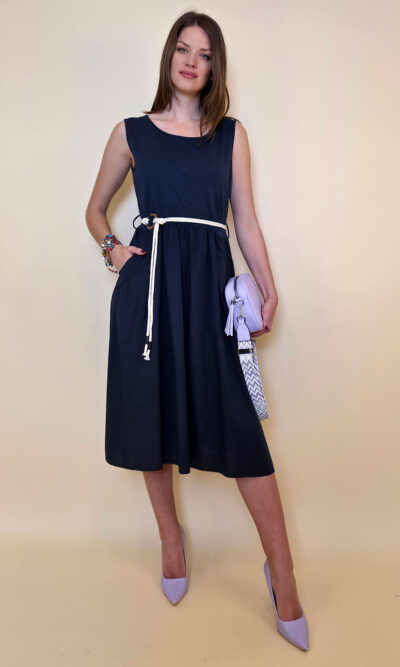 Haljina 40 Macadoo - cotton UN špagica remen - navy