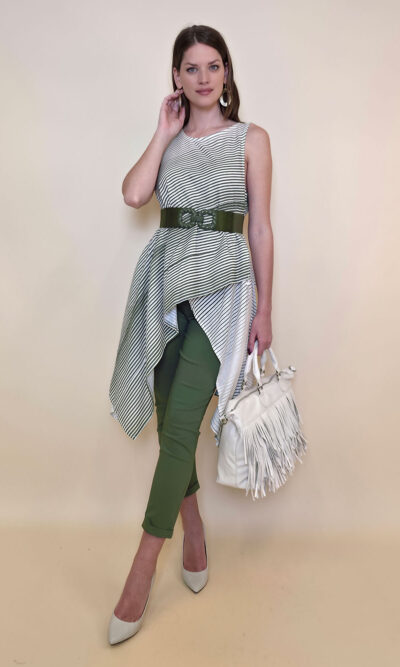 Tunika 46 Morganza - cotton/linen pruge - military