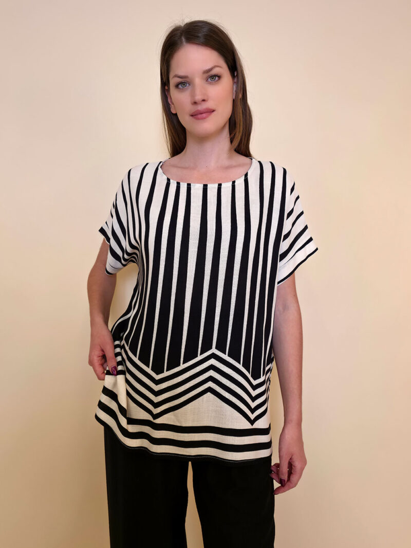 Tunika 36 Westwego - viscose print Art Deco - black