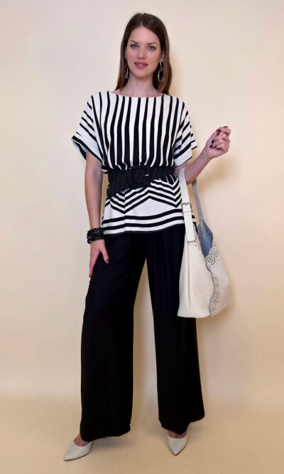 Tunika 36 Westwego - viscose print Art Deco - black