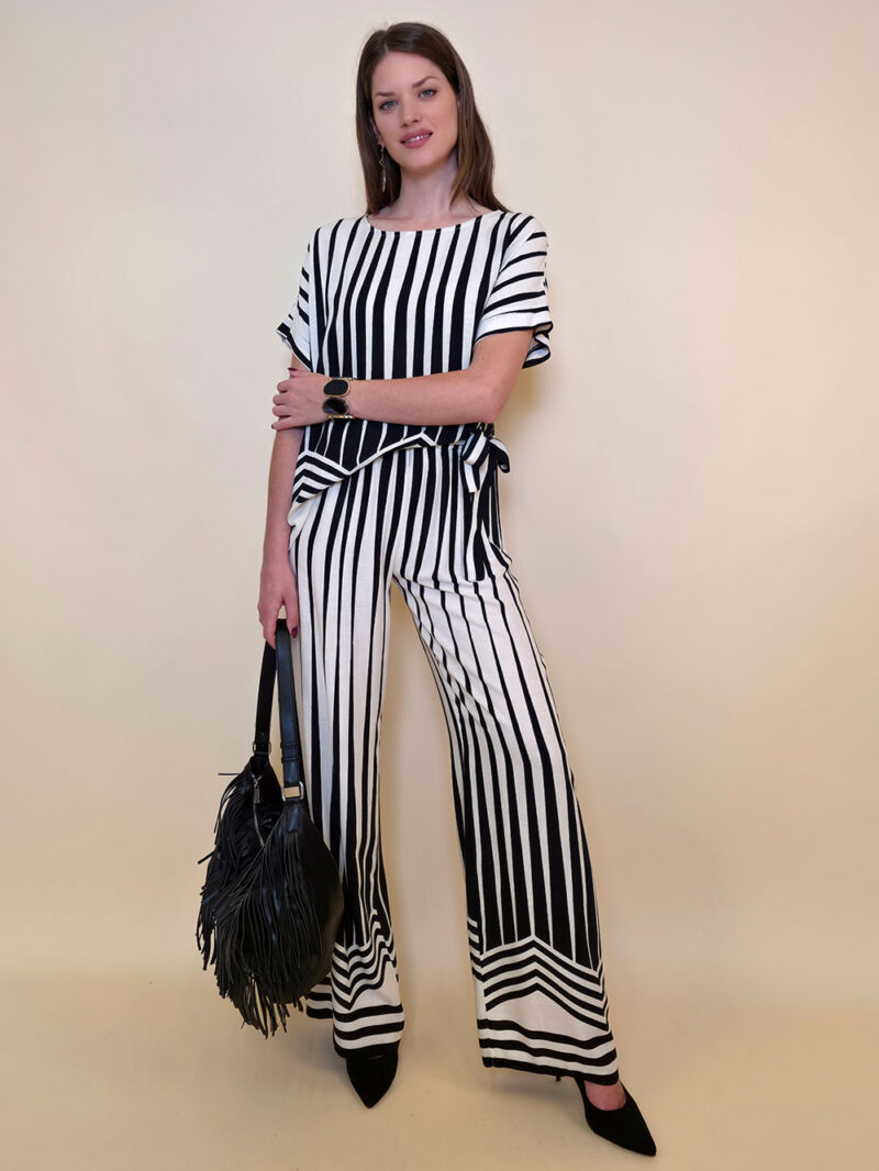 Hlače 44 Gilbert - viscose print - Art Deco - black