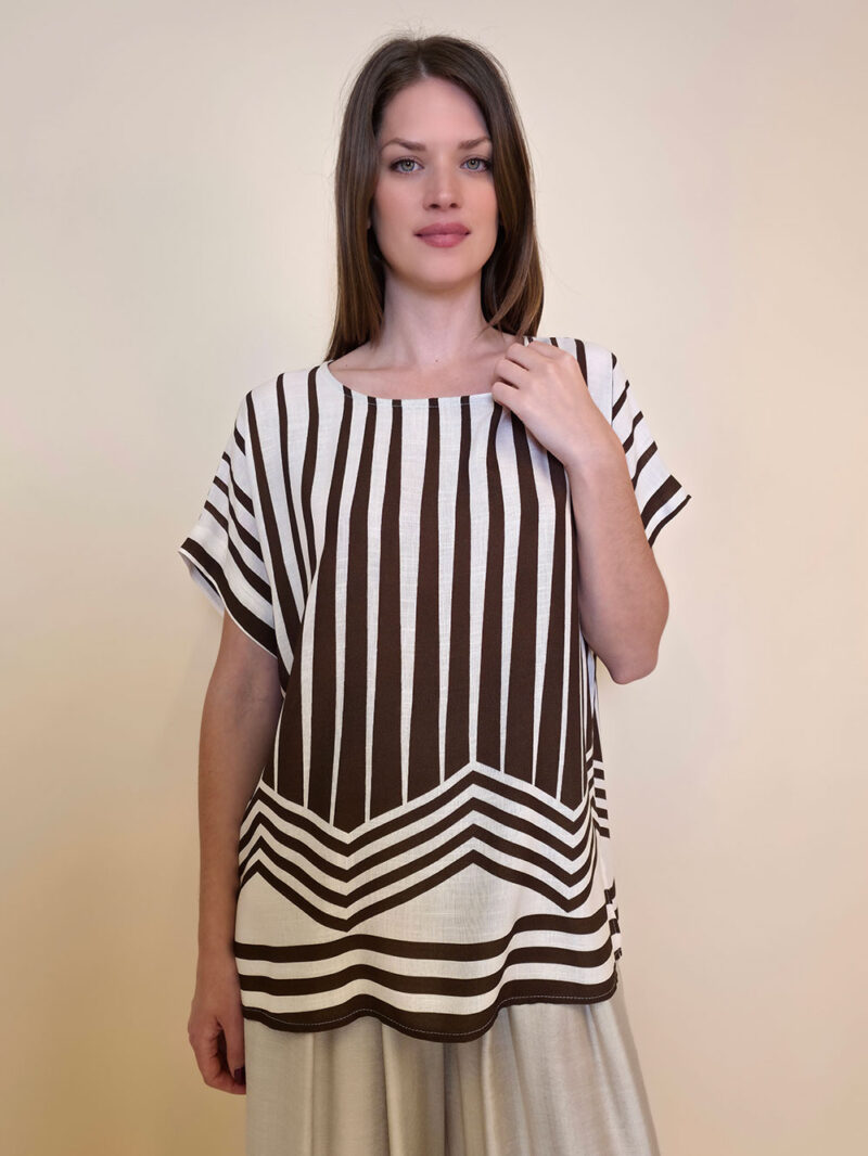Tunika 36 Westwego - viscose print Art Deco - brown