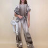 Hlače 44 Gilbert - viscose print - Art Deco - brown