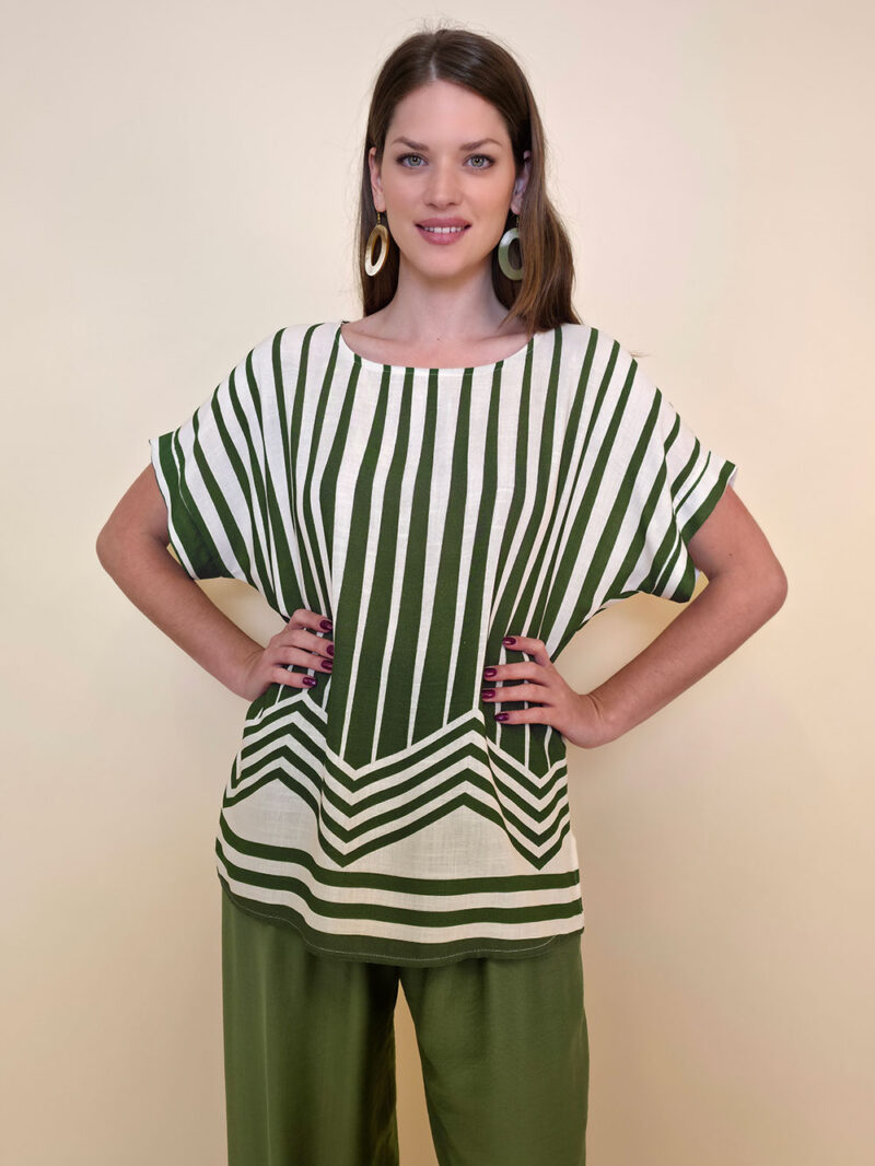 Tunika 36 Westwego - viscose print Art Deco - military