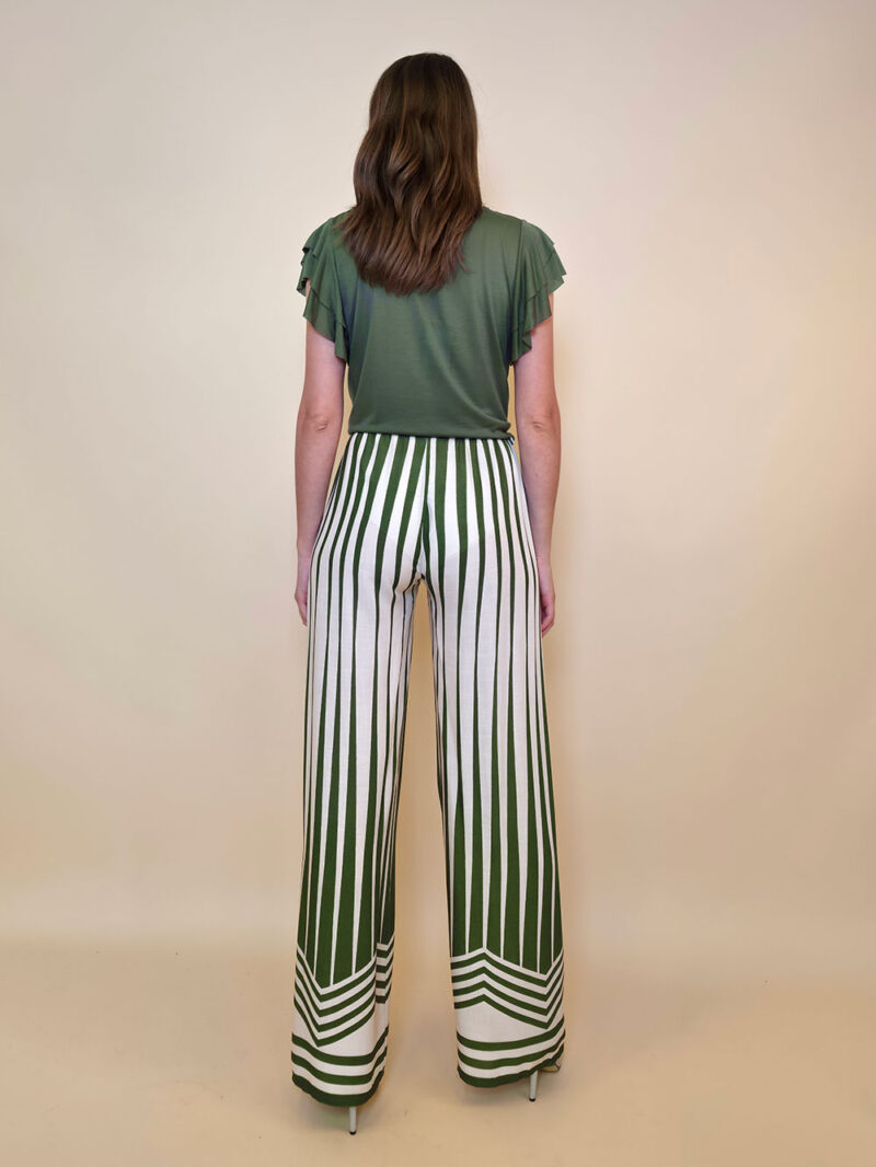 Hlače 44 Gilbert - viscose print - Art Deco - military