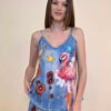 Top 24 Salinas - jeans print - Flamingo