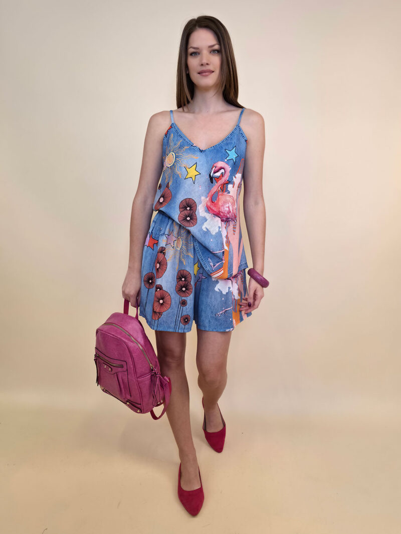 Top 24 Salinas - jeans print - Flamingo