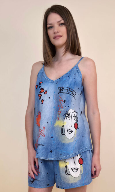 Top 24 Salinas - jeans print - Pale Woman