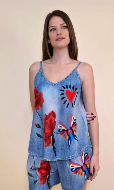 Top 24 Salinas - jeans print - Poppies