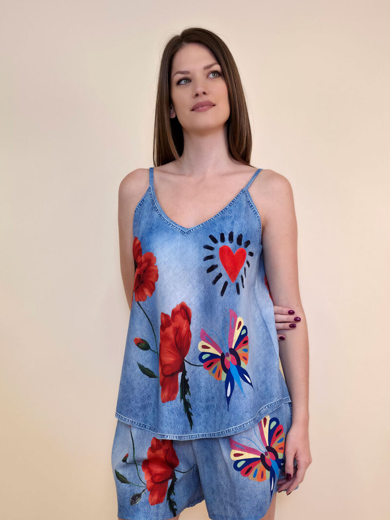 Top 24 Salinas - jeans print - Poppies