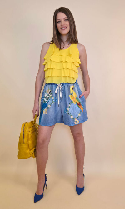 Shorts 28 Pecos - jeans print - Yellow Parrot