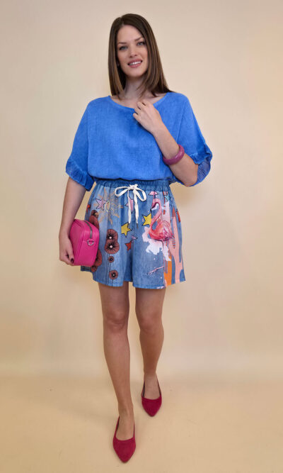 Shorts 28 Pecos - jeans print - Flamingo