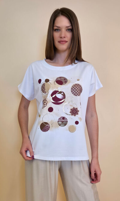 Majica 28 Noroo - cotton white -  Balls burgundy