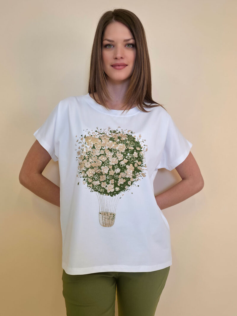 Majica 28 Noroo - cotton white -  Baloon green