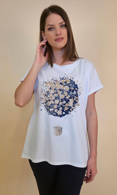Majica 28 Noroo - cotton white -  Baloon navy