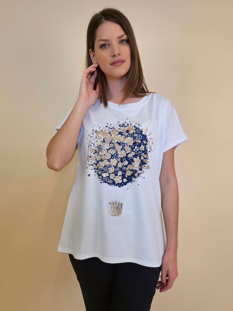 Majica 28 Noroo - cotton white -  Baloon navy