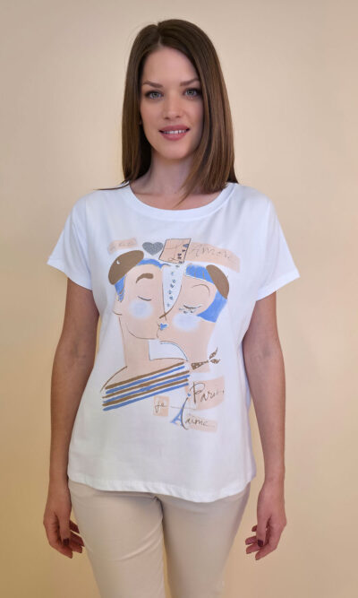 Majica 28 Noroo - cotton Parisian Kiss - sky blue