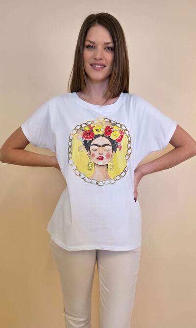 Majica 28 Noroo - cotton white - Frida Medallion yellow