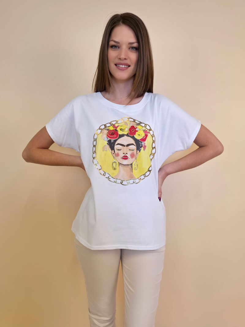 Majica 28 Noroo - cotton white - Frida Medallion yellow