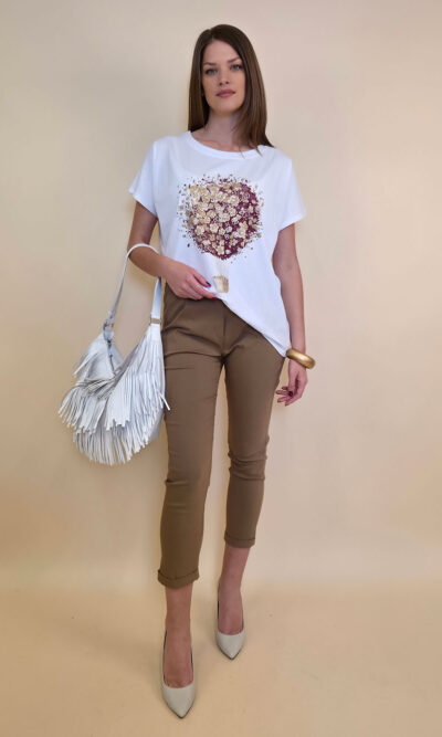 Majica 28 Noroo - cotton white -  Baloon burgundy