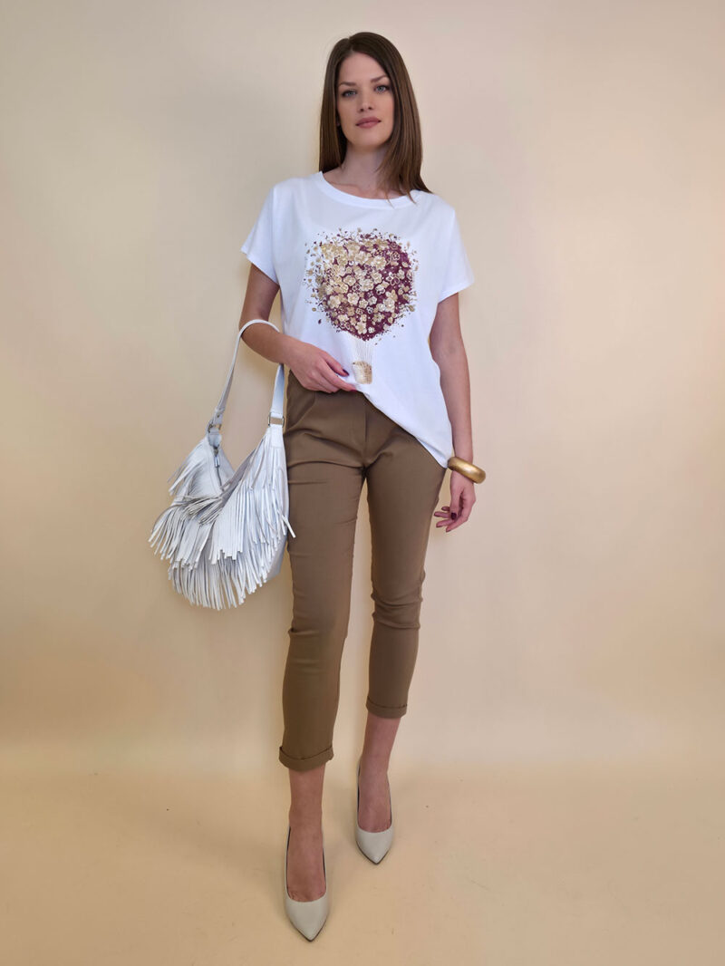 Majica 28 Noroo - cotton white -  Baloon burgundy