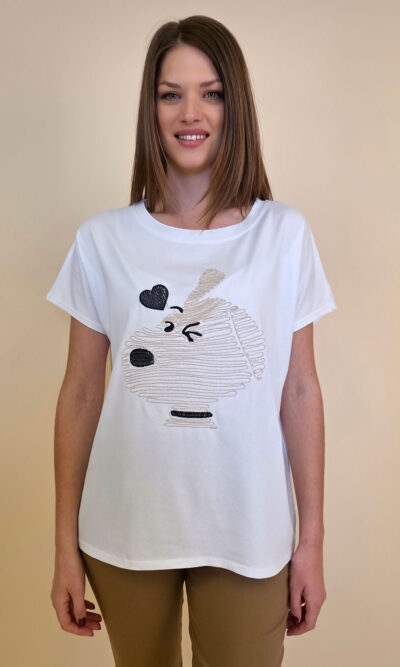 Majica 28 Noroo - cotton white -  Snoopy gold
